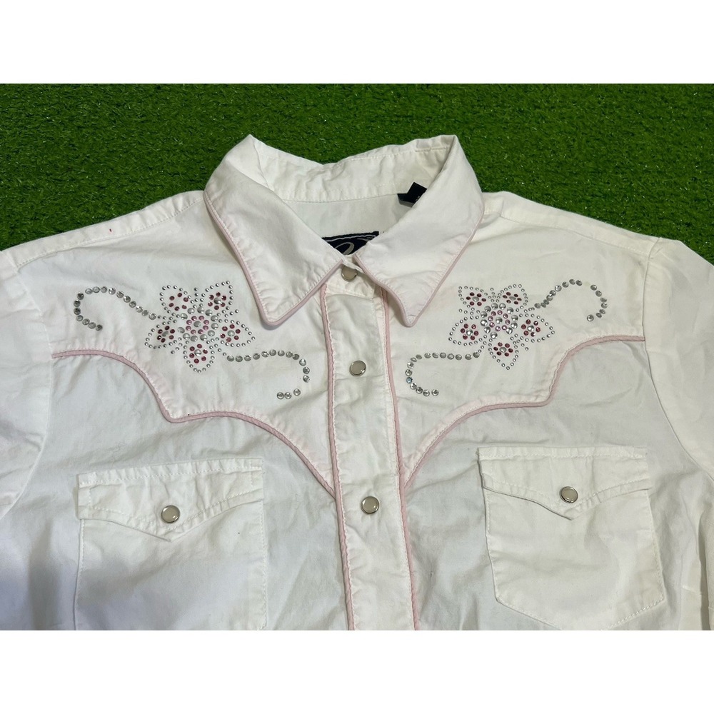Vintage Pearl Snap Shirt Womens Med. Y2K Western Rhinestone roper‎ Rodeo